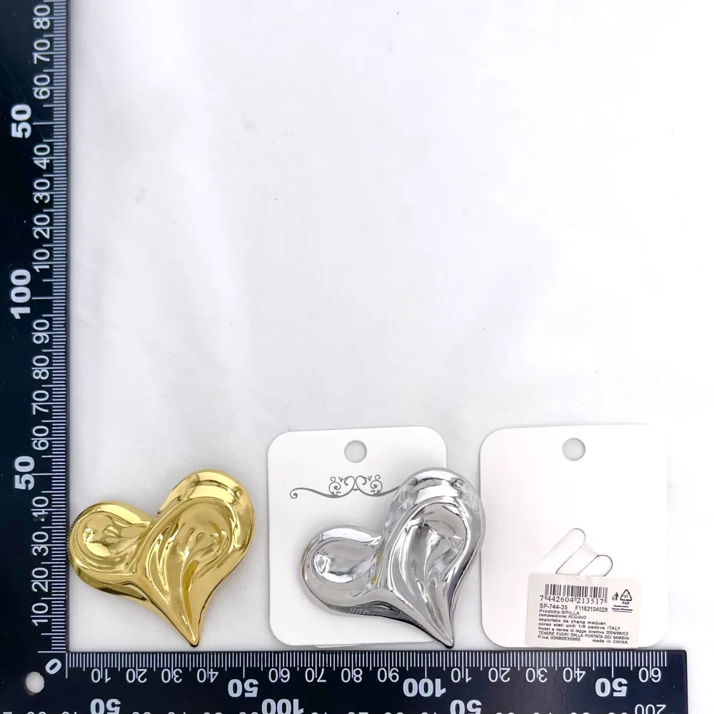 Cuore-Spilla in Acciaio Liscio - SP-744-35