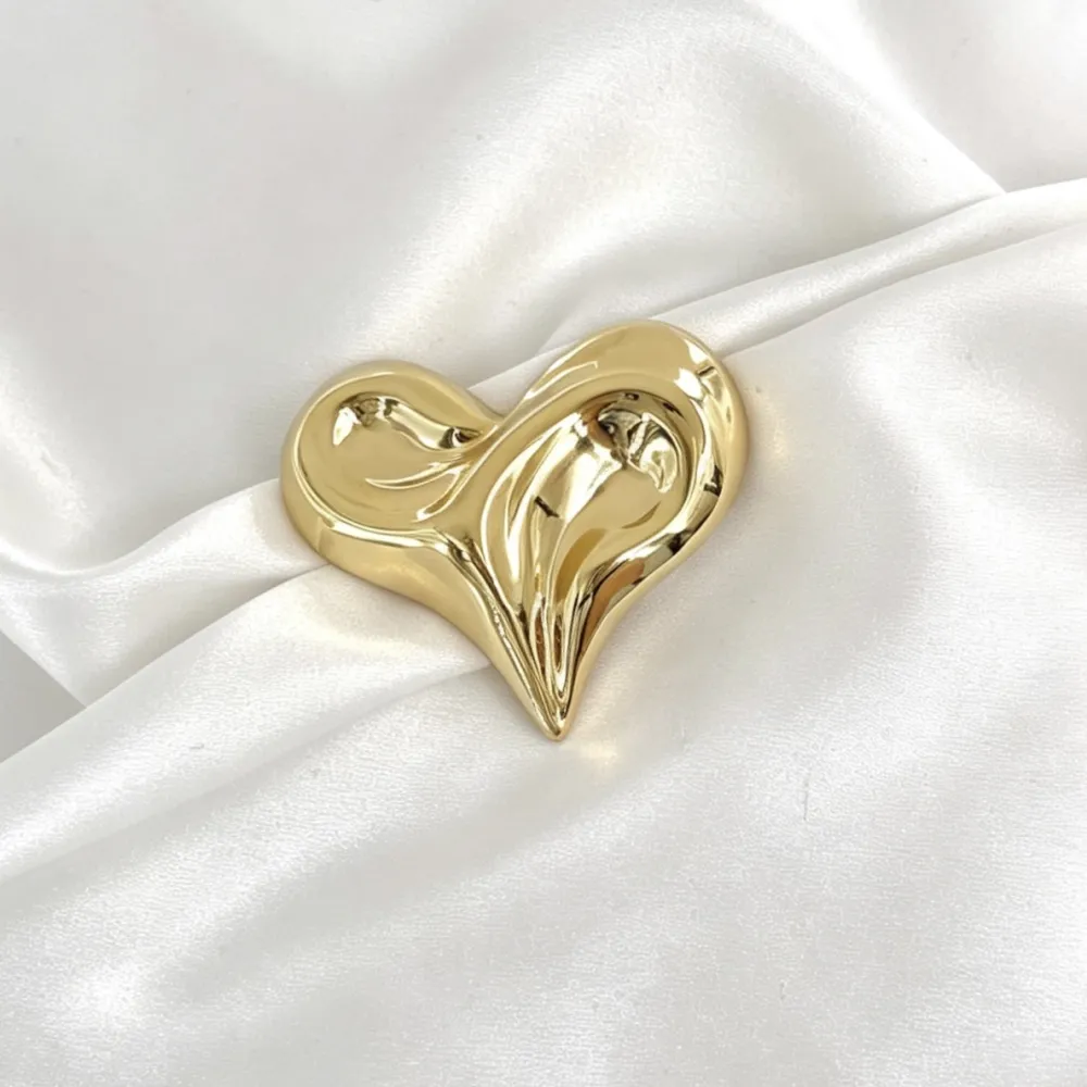 Cuore-Spilla in Acciaio Liscio - SP-744-35