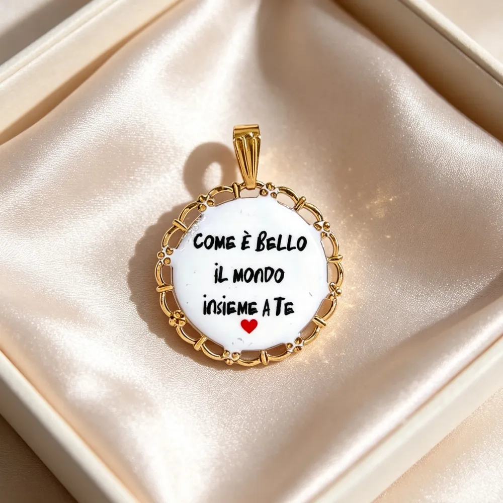 Come è bello il mondo insieme a te-Ciondolo/Charms in Acciaio - DIY-732-25