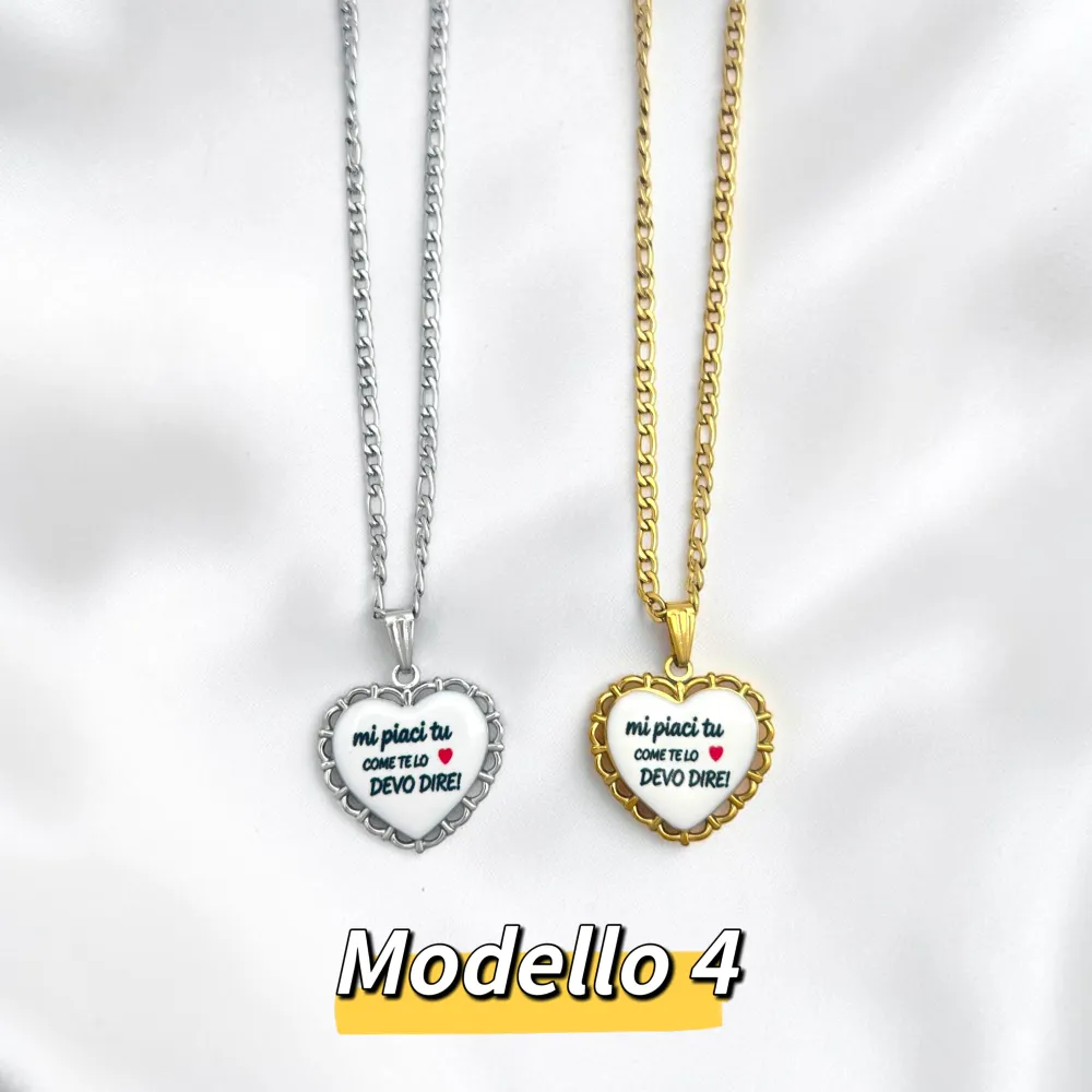Scritta- Collana corta in Acciaio - CAC-Scritte 2 (frasi)