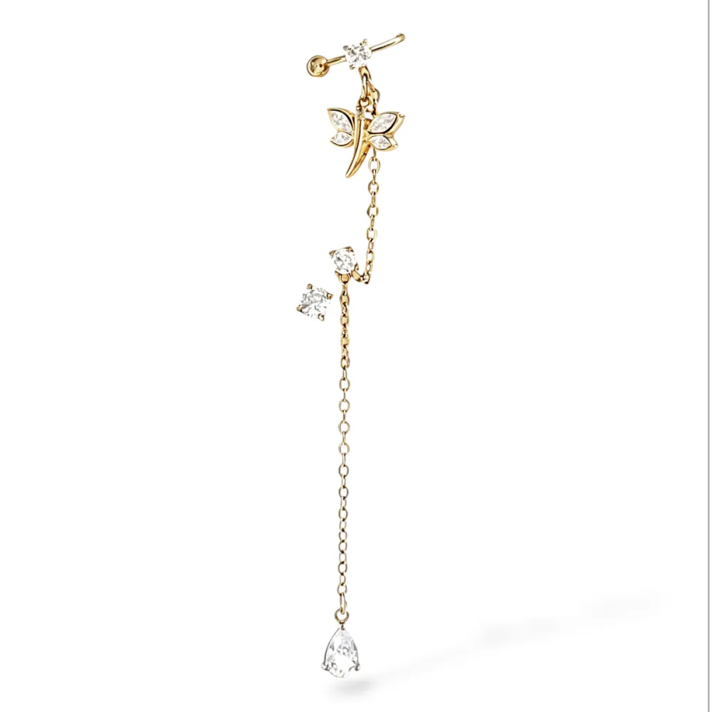 Libellula-Earcuff in Acciaio con zirconi - OR-105-AA7422E