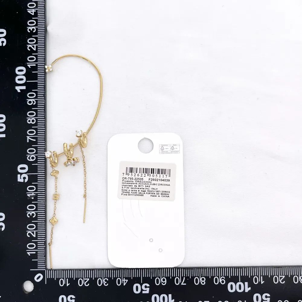 Quadrifoglio-Earcuff in Acciaio con zirconi - OR-795-22505