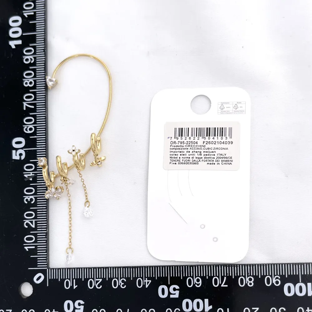Quadrifoglio-Earcuff in Acciaio con zirconi - OR-795-22504