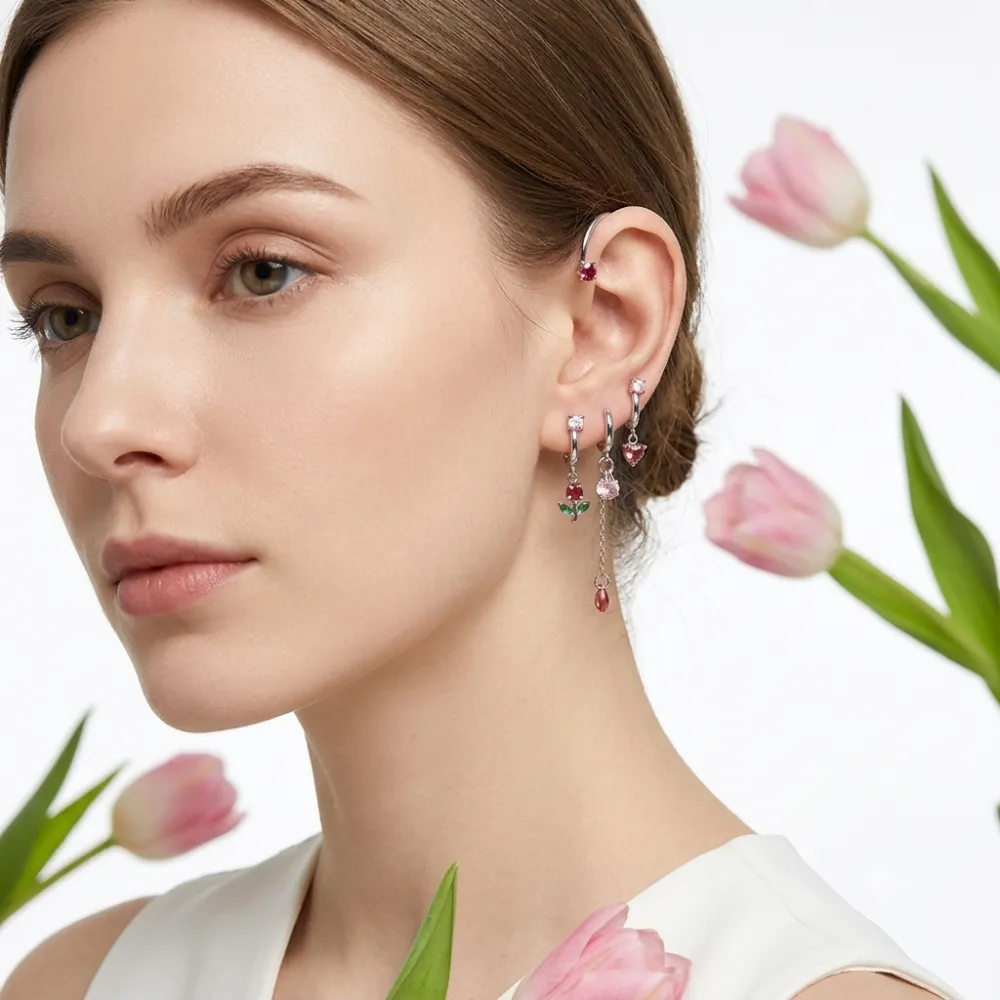 Tulipano-Earcuff in Acciaio con zirconi - OR-795-22506