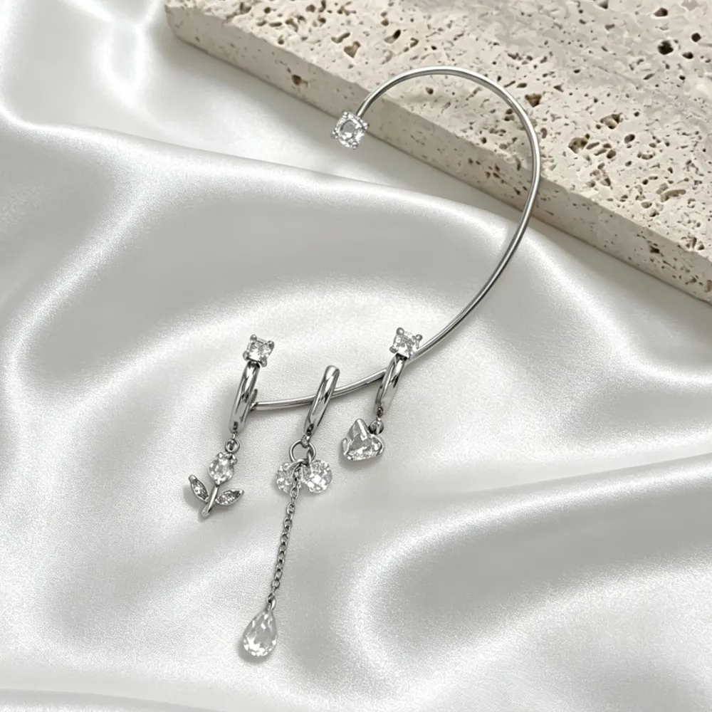 Tulipano-Earcuff in Acciaio con zirconi - OR-795-22506