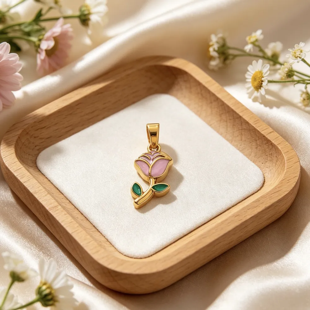 Rosa-Ciondolo/Charms in Acciaio - DIY-413-15