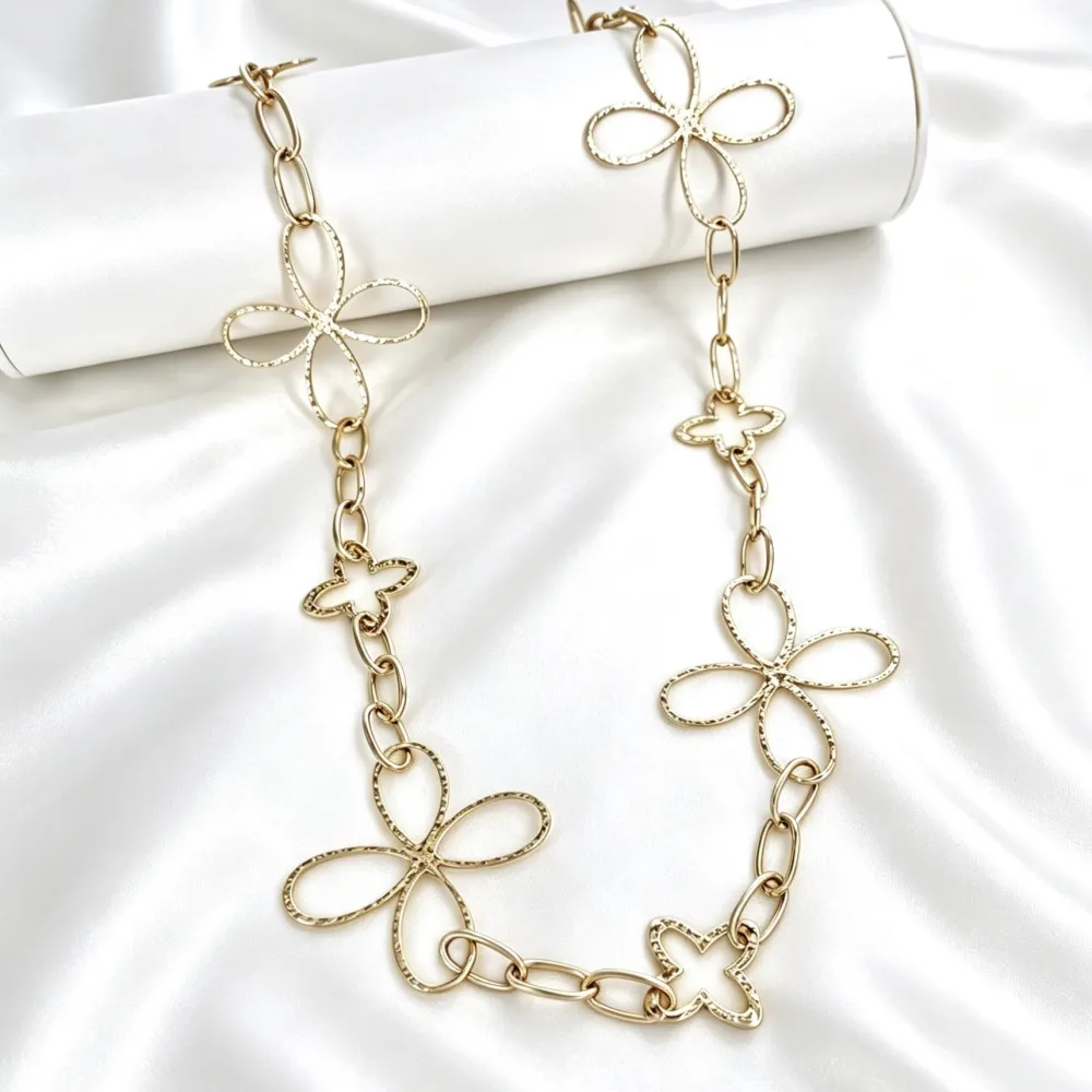Catena cerchio Fiore-Collana lunga in Acciaio - CL-794-96