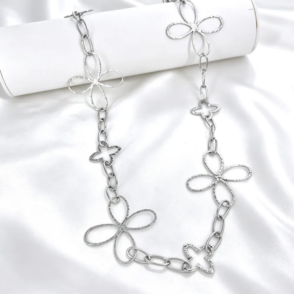 Catena cerchio Fiore-Collana lunga in Acciaio - CL-794-96