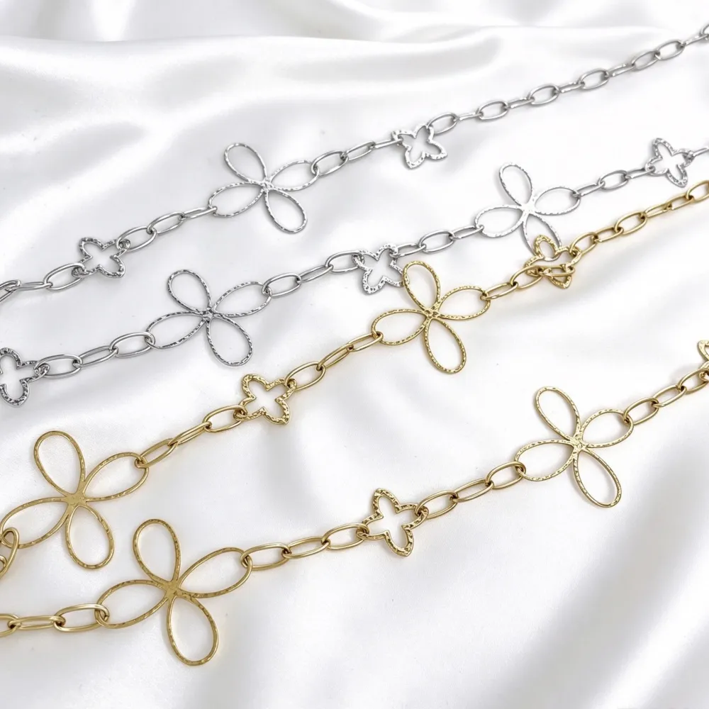 Catena cerchio Fiore-Collana lunga in Acciaio - CL-794-96