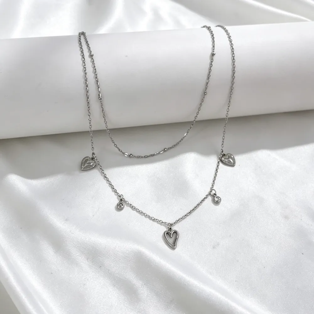Cuore e punto luce-Collana corta in Acciaio - CL-413-3769