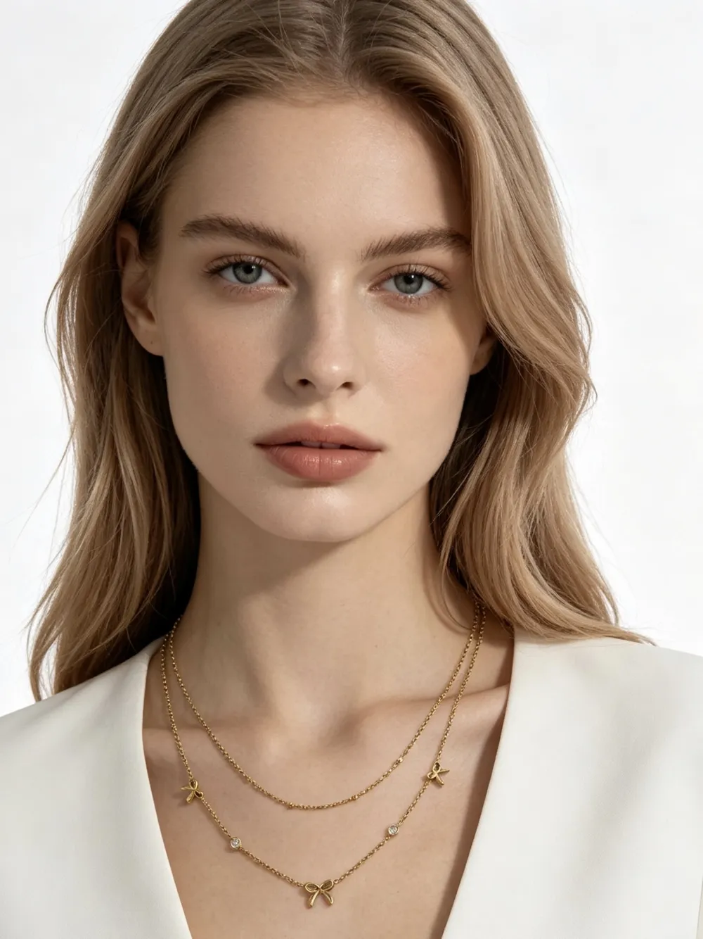 Fiocco e punto luce-Collana corta in Acciaio - CL-413-3772