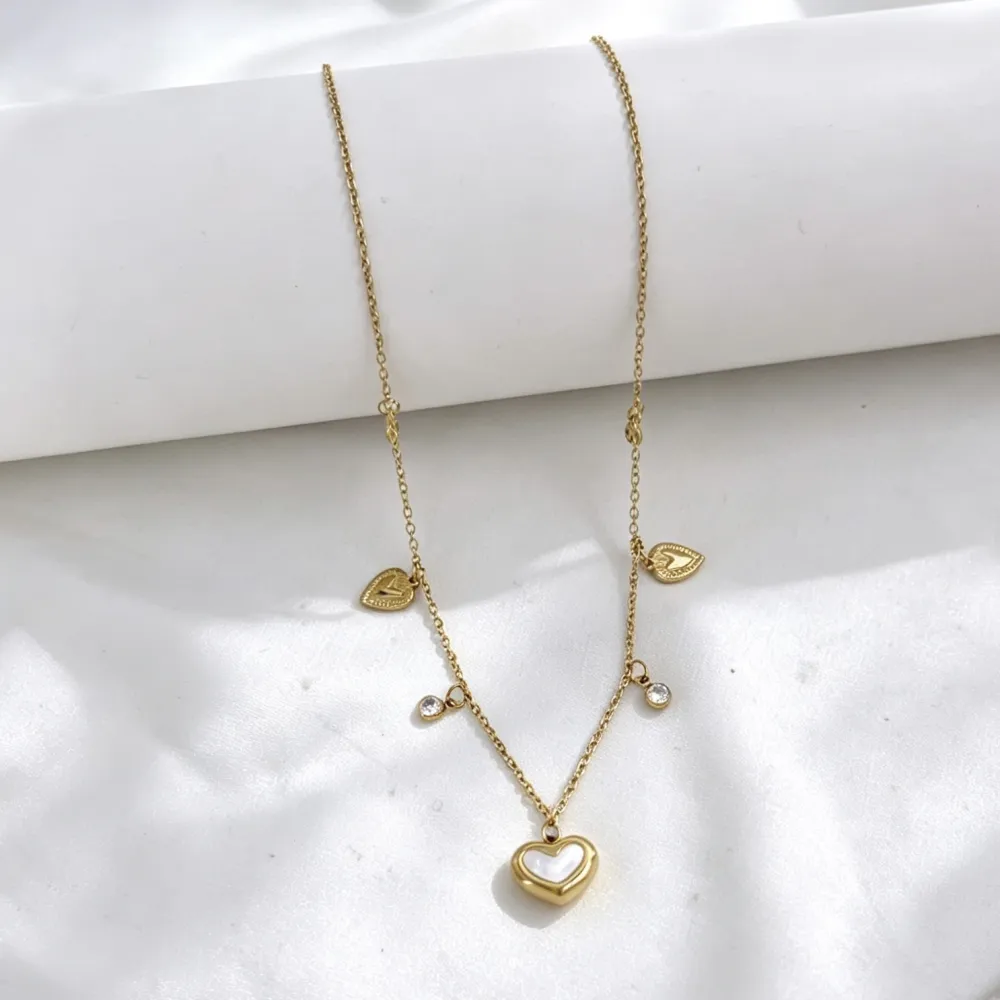Cuore e punto luce-Collana corta in Acciaio - CL-413-3776