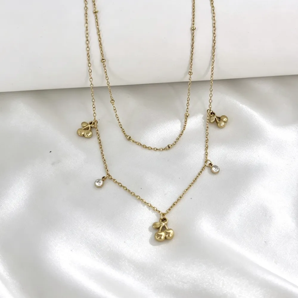 Ciliegia-Collana corta in Acciaio - CL-413-3770