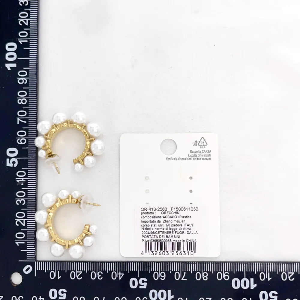 Cerchio con perla -Orecchini in Acciaio - OR-103-AA2563E