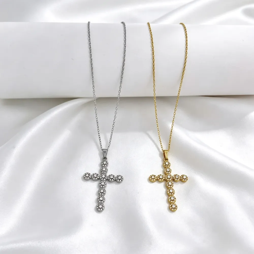Croce Grande-Collana Corta in Acciaio - CL-103-AA6602N