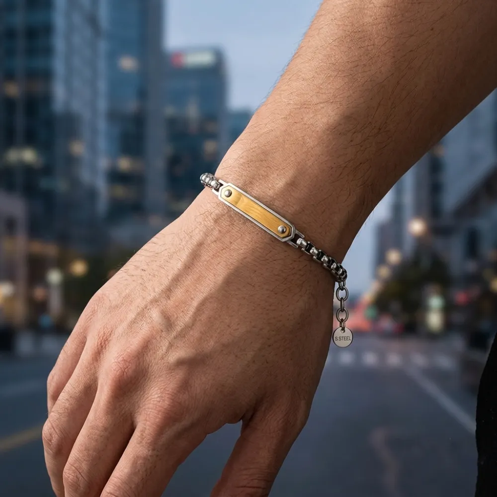 Semplice-Bracciale in Acciaio da Uomo - BR-600-H429