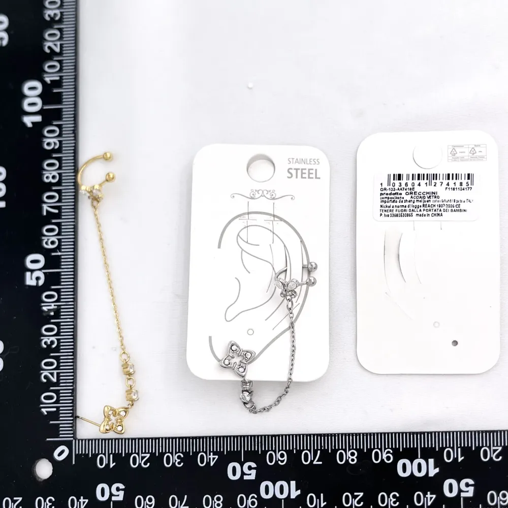 Orecchini Earcuff Zircone Acciaio - OR-103-AA7418E