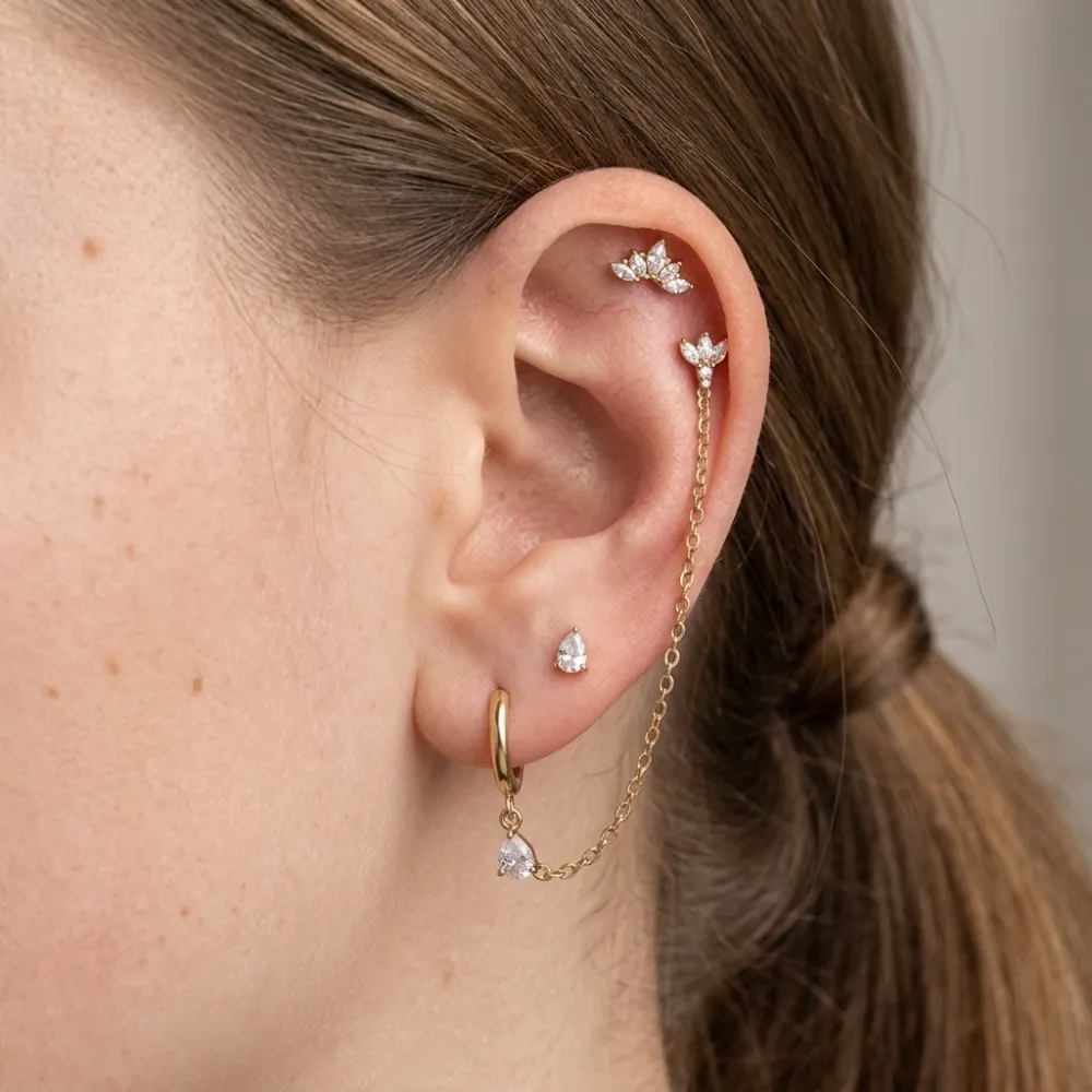 Orecchini Earcuff Zircone Acciaio - OR-103-AA7421E