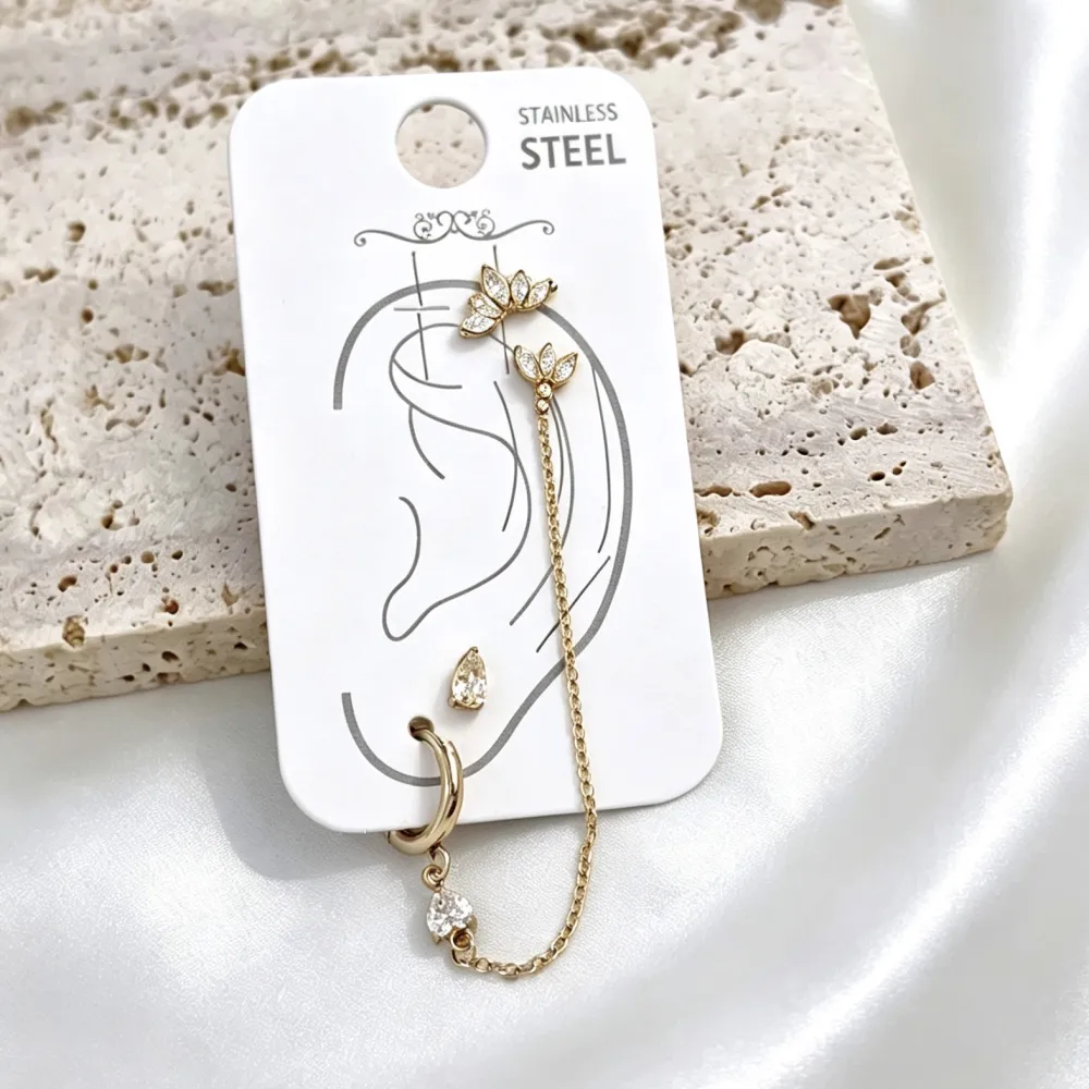 Orecchini Earcuff Zircone Acciaio - OR-103-AA7421E