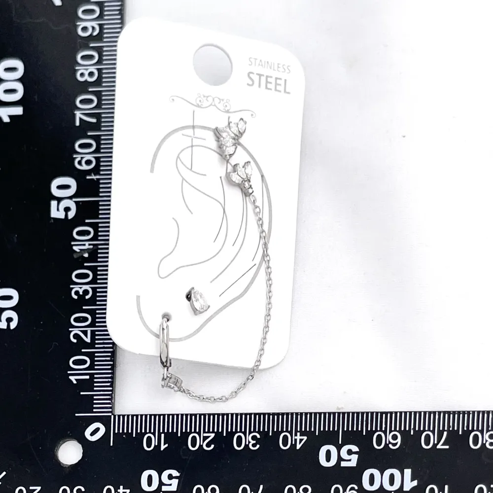 Orecchini Earcuff Zircone Acciaio - OR-103-AA7421E