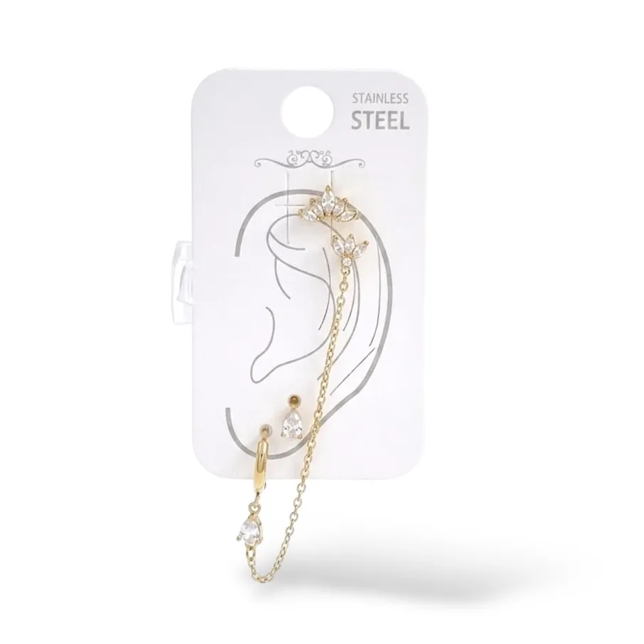 Orecchini Earcuff Zircone Acciaio - OR-103-AA7421E