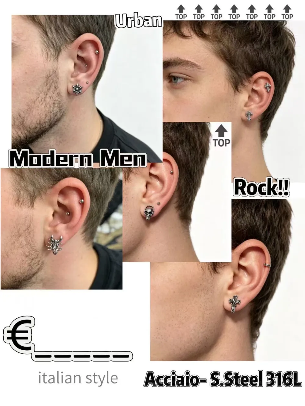 Mix Modelli -40pz Orecchini Helix in Acciaio - PI-751-15