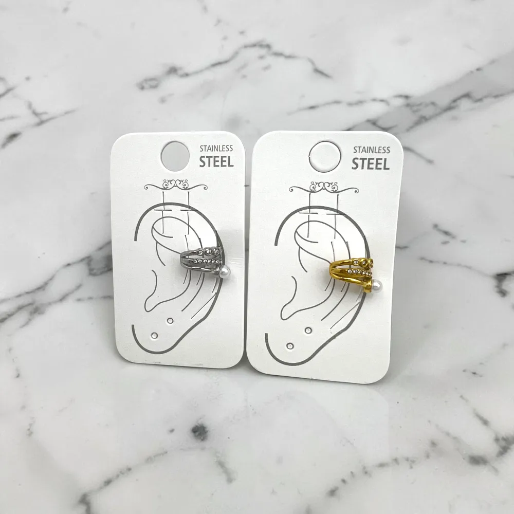 Treccia, perla - Earcuff in acciaio - OR-103-AA7456E