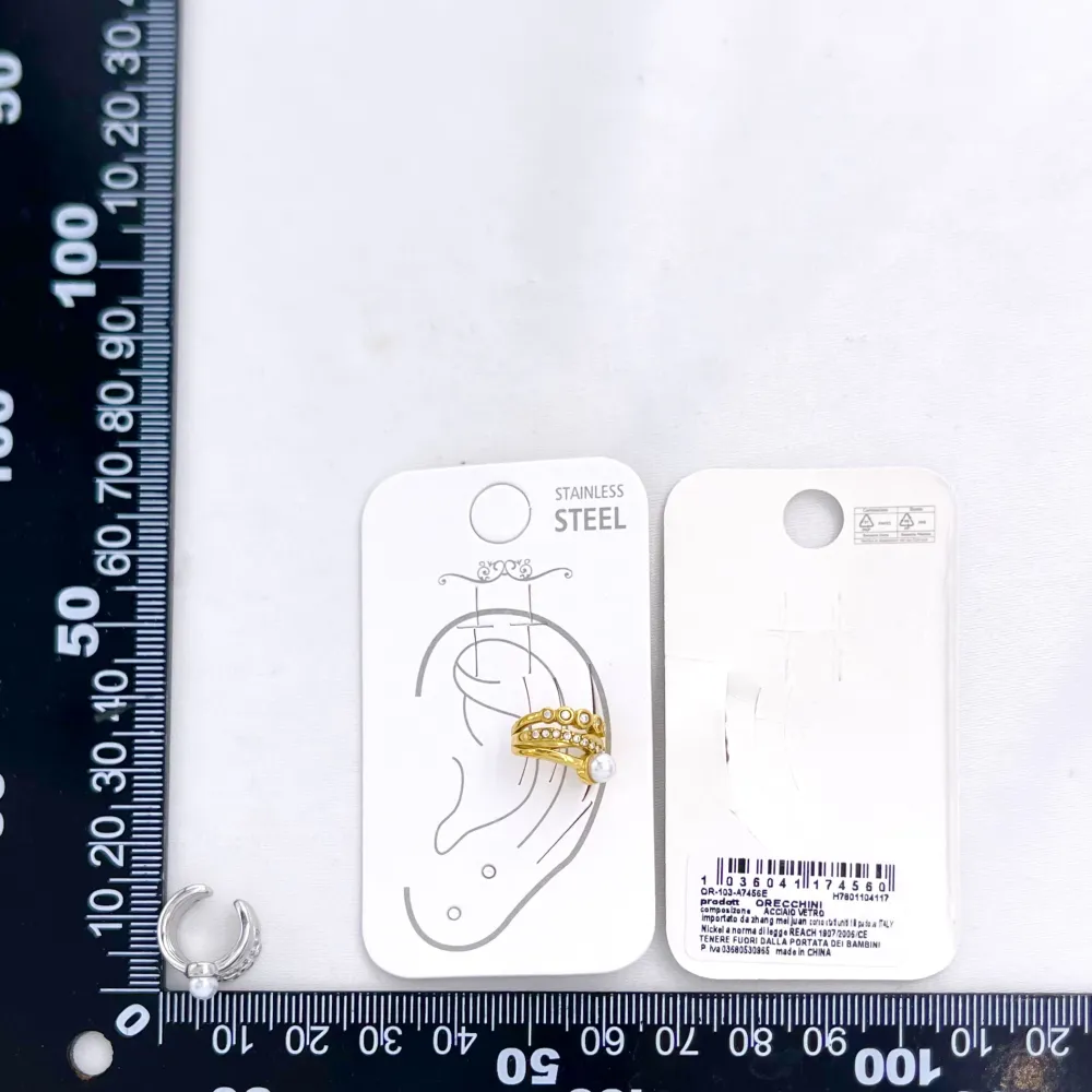 Treccia, perla - Earcuff in acciaio - OR-103-AA7456E
