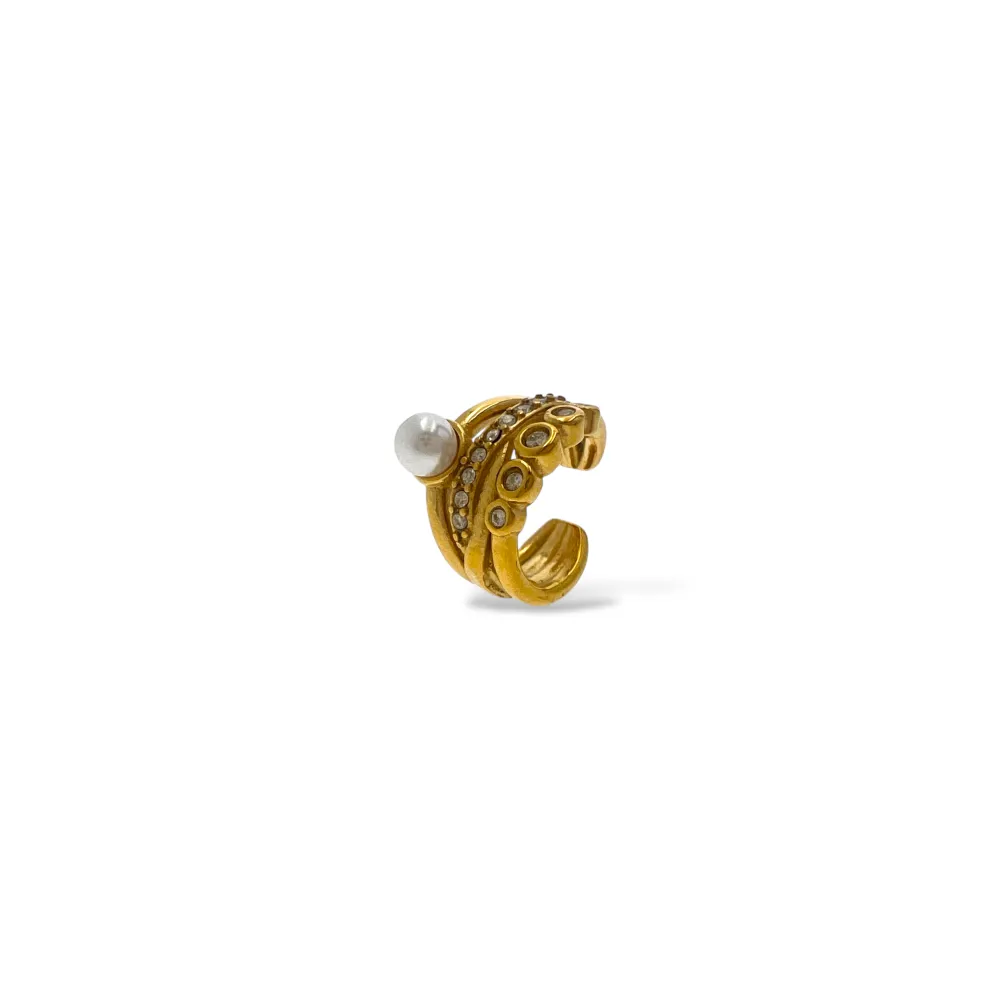 Treccia, perla - Earcuff in acciaio - OR-103-AA7456E