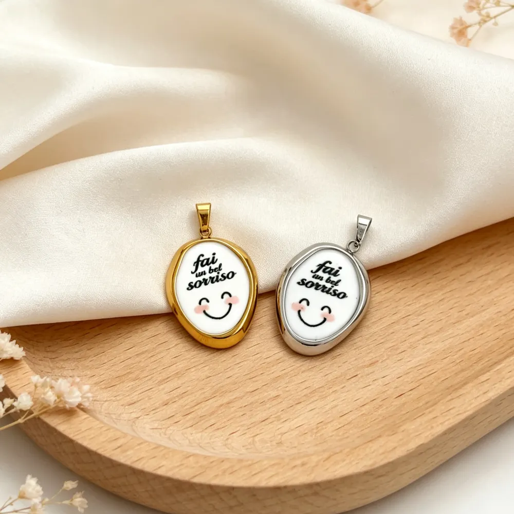 Fai un bel sorriso-Ciondolo/Charms in Acciaio - DIY-732-41