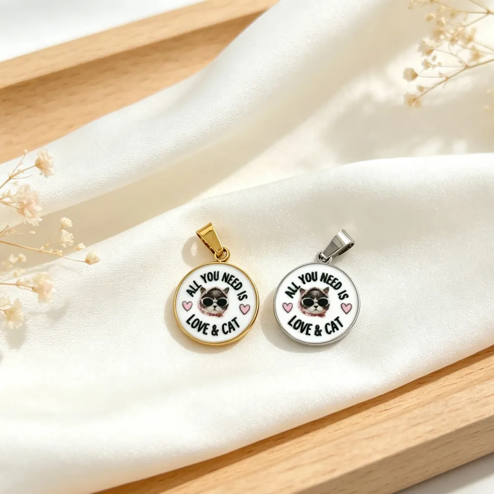 Gatto-Ciondolo/Charms in Acciaio - DIY-732-28