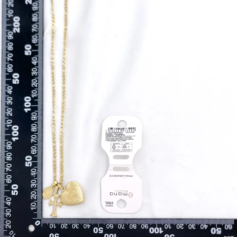 Cuore, croce-Collana Corta in Acciaio - CL-103-AA7349N/45+5cm