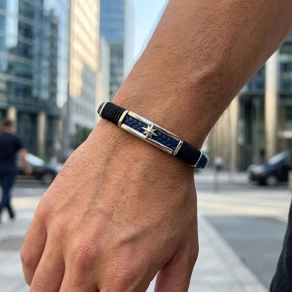 Stella-Bracciale in Acciaio da Uomo - BR-600-H453