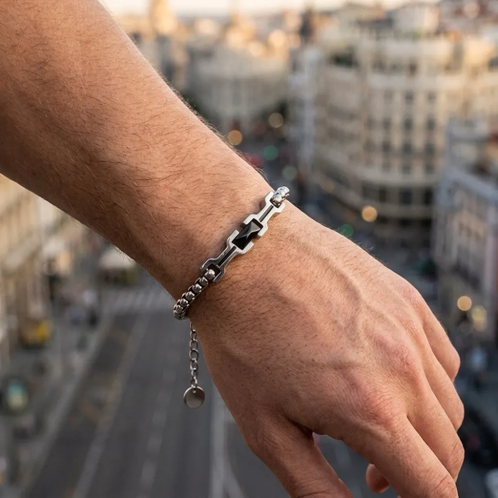 Link-Bracciale in Acciaio da Uomo - BR-600-H447