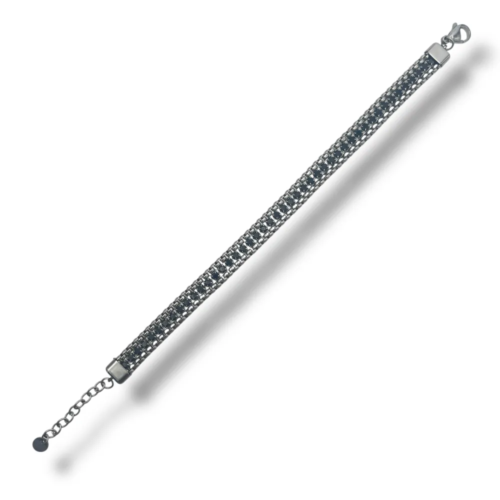 Tennis con chiusura-Bracciale in Acciaio da Uomo - BR-600-H412 4mm