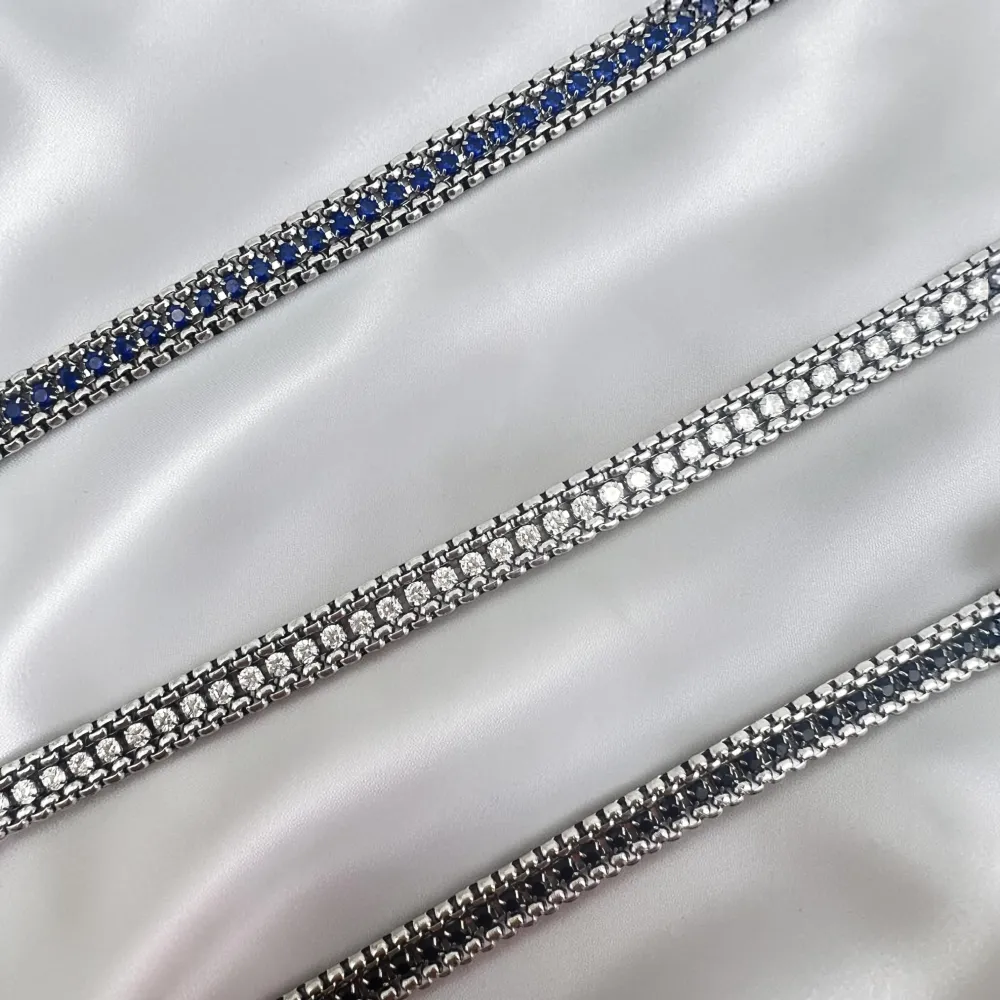 Tennis con chiusura-Bracciale in Acciaio da Uomo - BR-600-H412 3mm