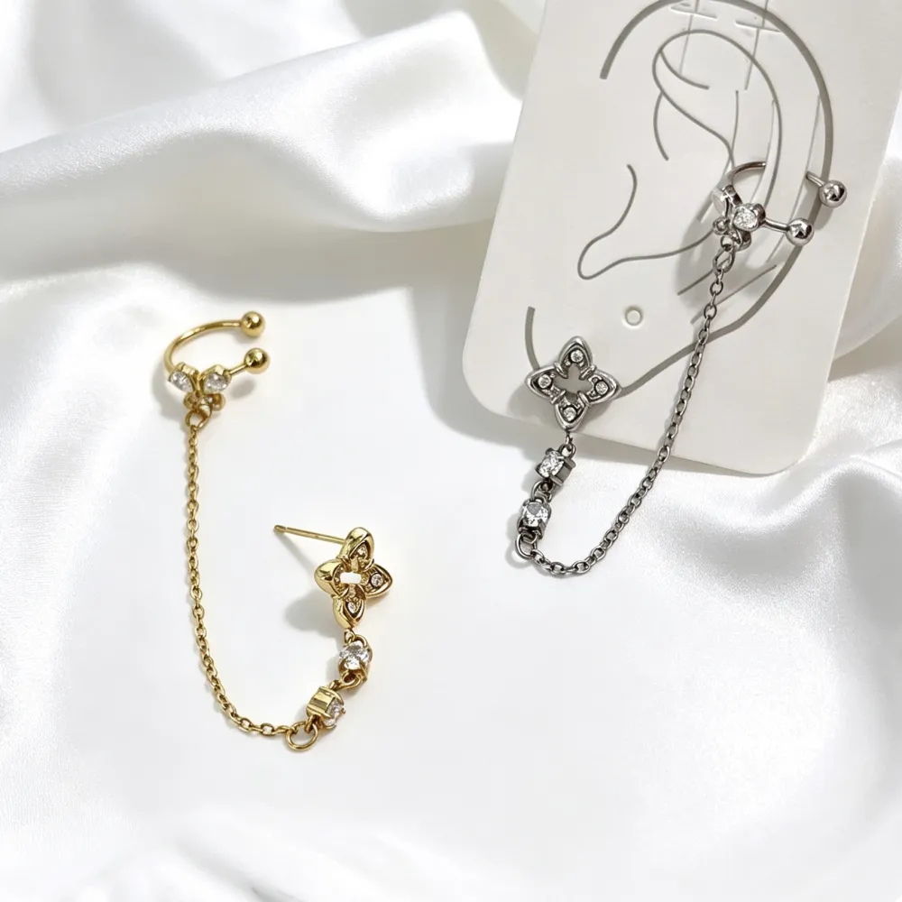Orecchini Earcuff Zircone Acciaio - OR-103-AA7418E