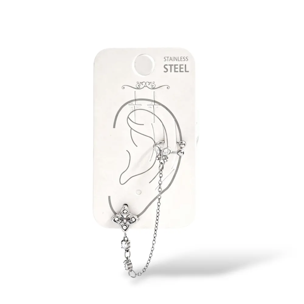Orecchini Earcuff Zircone Acciaio - OR-103-AA7418E