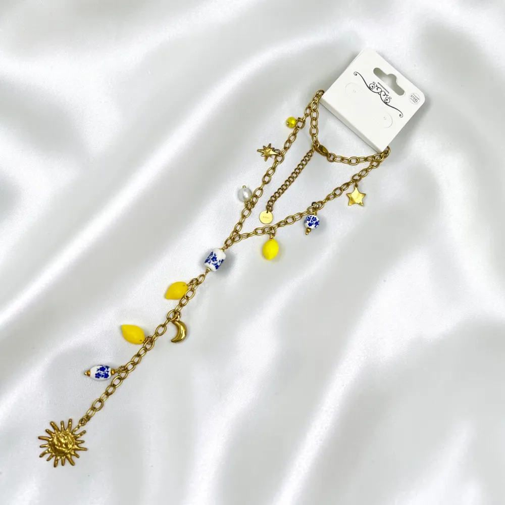 Limone e ceramica-Collana a Y in Acciaio - CL-794-110