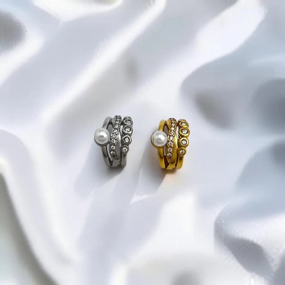 Treccia, perla - Earcuff in acciaio - OR-103-AA7456E