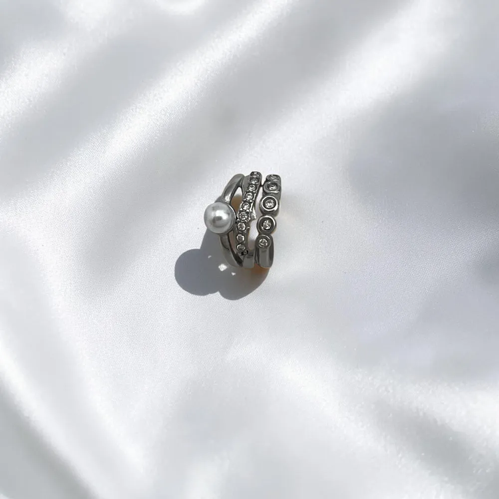 Treccia, perla - Earcuff in acciaio - OR-103-AA7456E