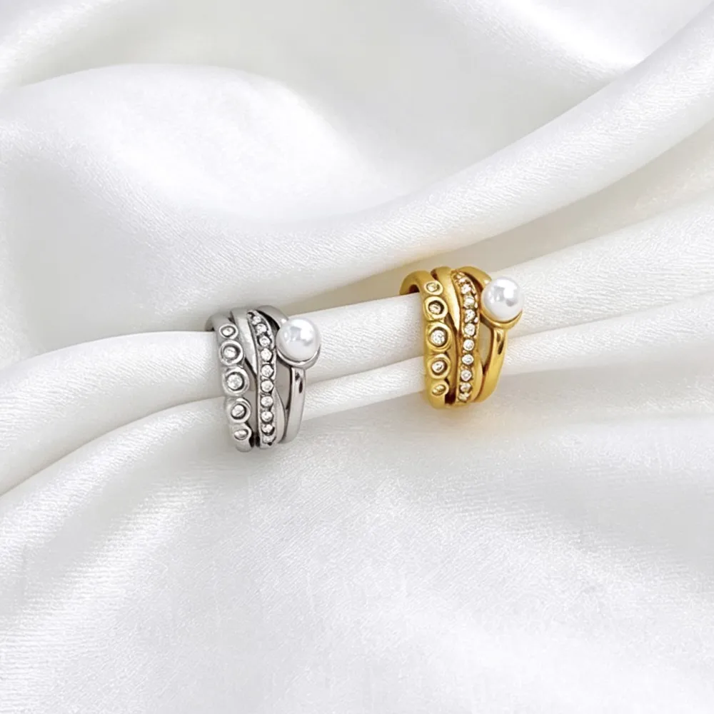 Treccia, perla - Earcuff in acciaio - OR-103-AA7456E