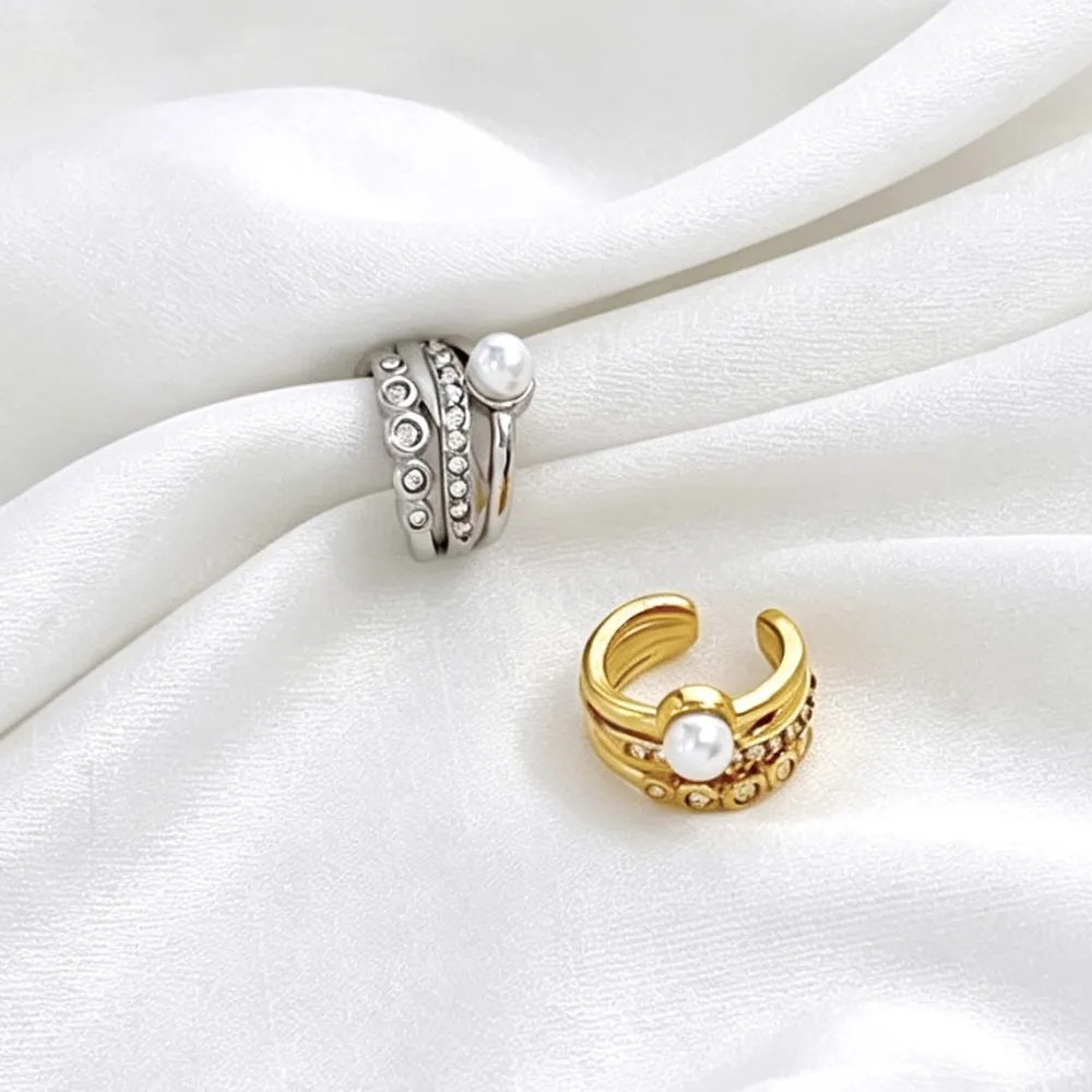 Treccia, perla - Earcuff in acciaio - OR-103-AA7456E
