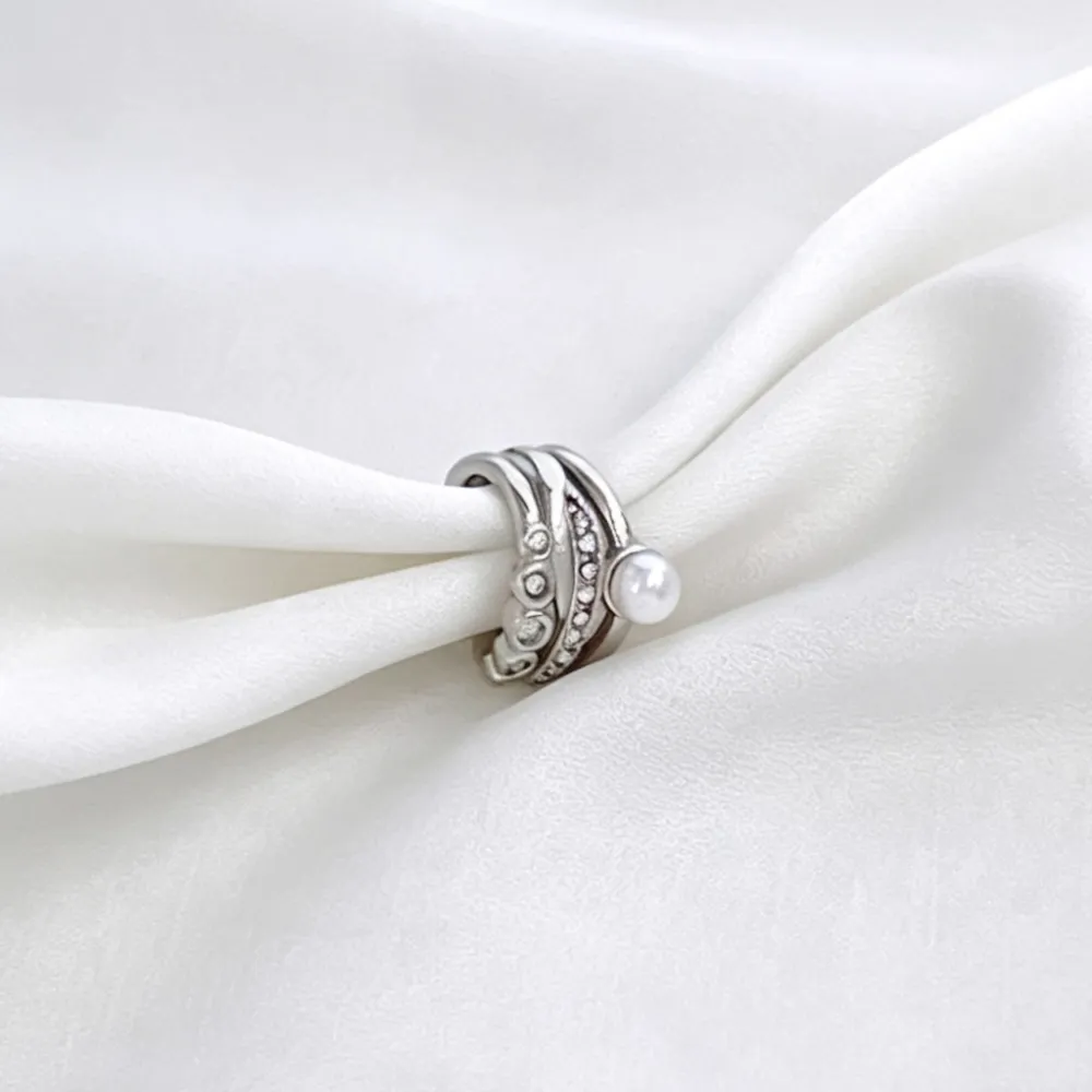 Treccia, perla - Earcuff in acciaio - OR-103-AA7456E