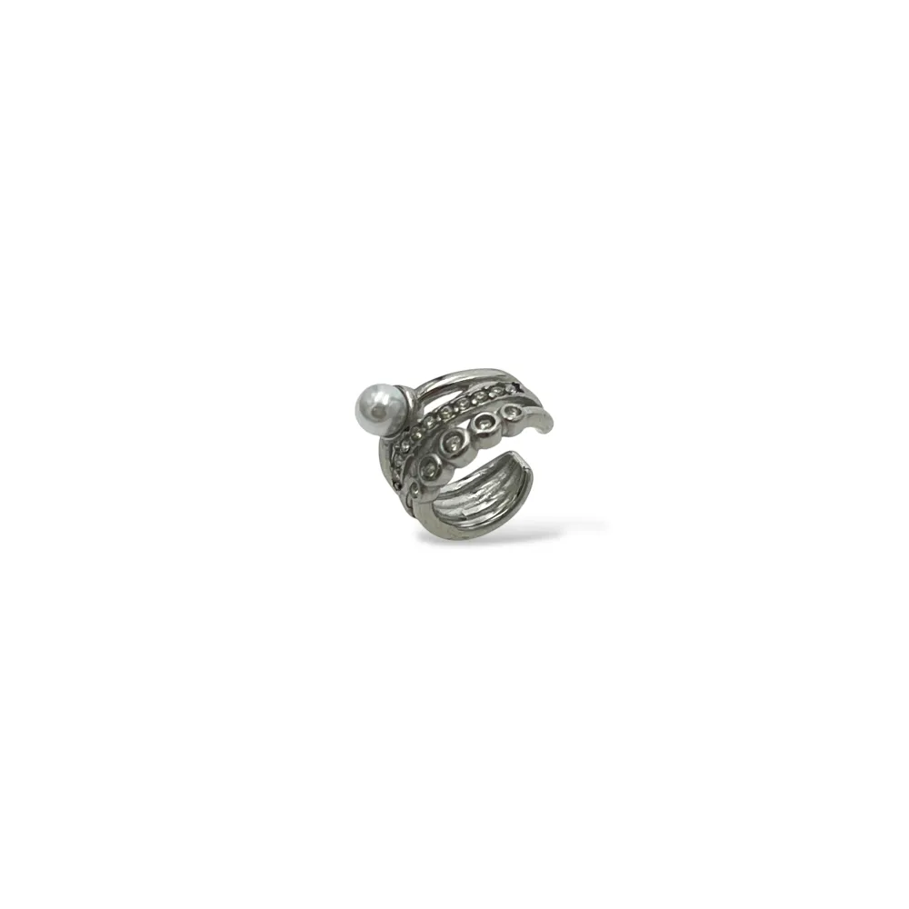 Treccia, perla - Earcuff in acciaio - OR-103-AA7456E