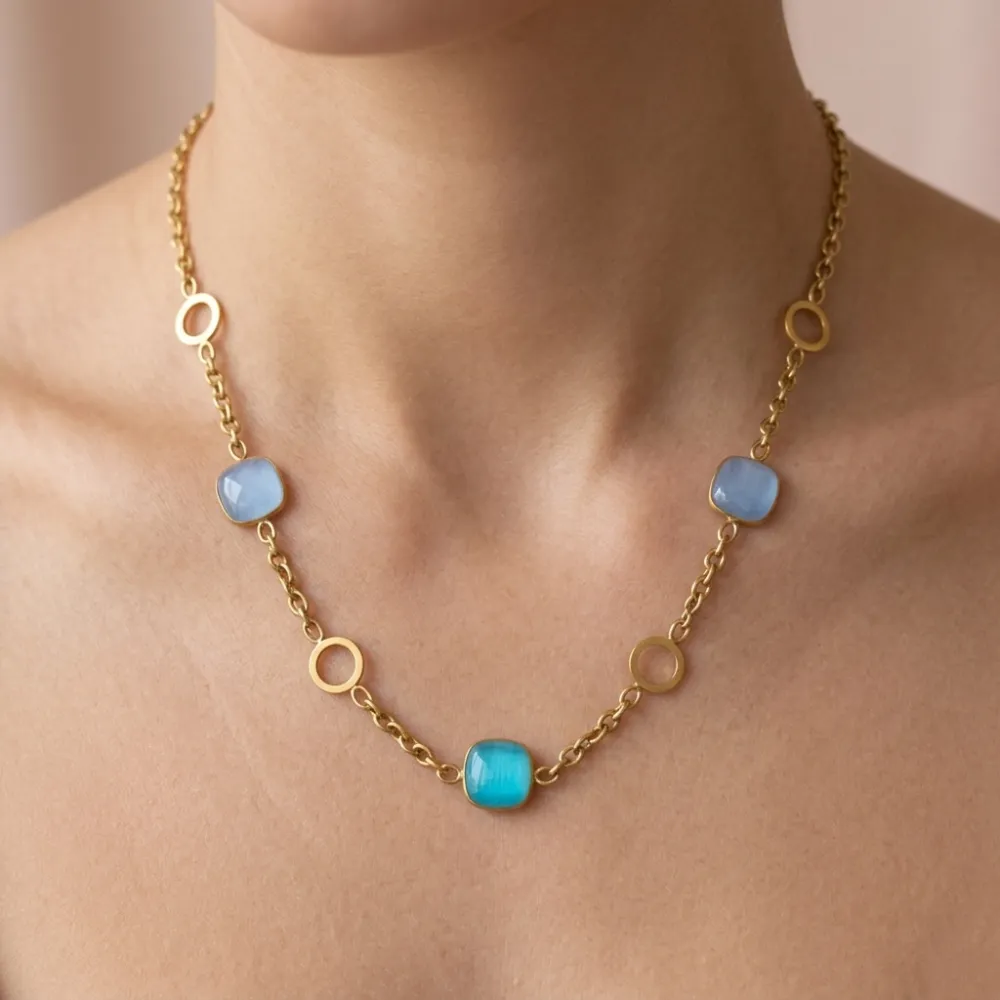 Quadrati-Collana Corta in Acciaio - CL-103-AA6759N