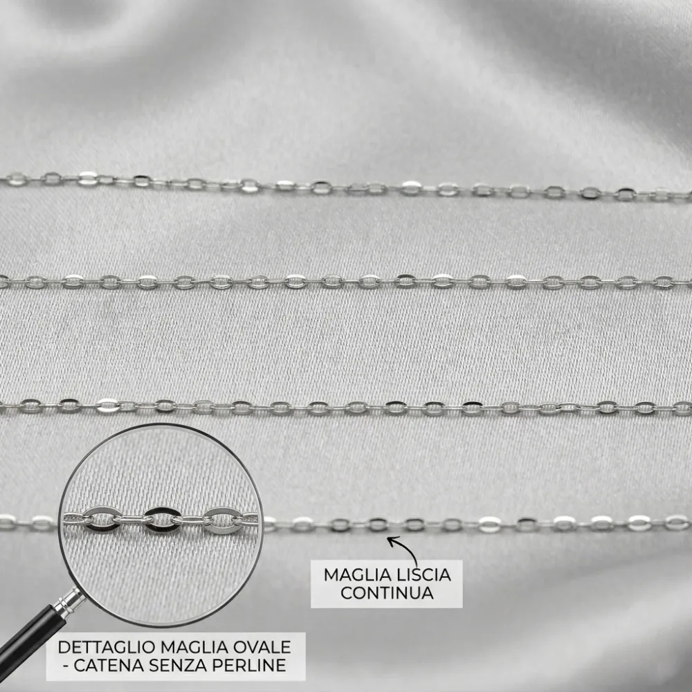 Catena semplice 40+5cm- Collana corta in Acciaio (Confezione da 6pz) - CO-413-600 (40+5cm)