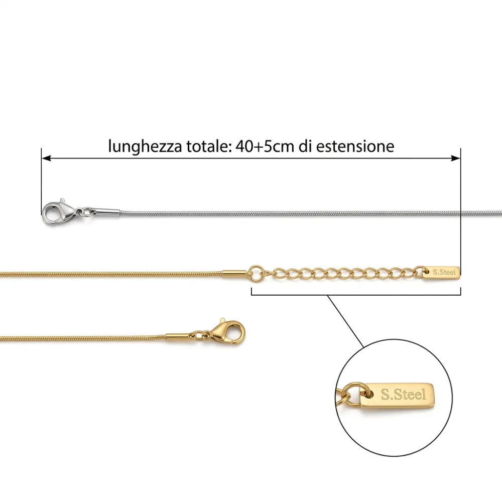 Catenina Coda di Topo 40+5cm- Collana corta in Acciaio (Confezione da 12pz ) - CO-413-900 (40+5cm)
