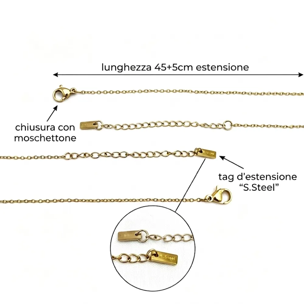 Catena semplice 45+5cm- Collana corta in Acciaio (Confezione da 12pz ) - CO-413-2594 (45+5cm)