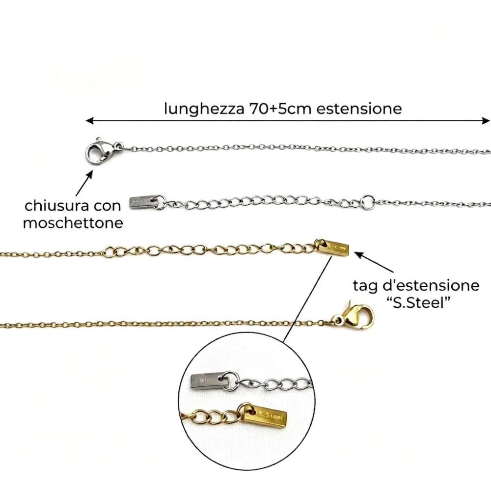Catena semplice 70+5cm- Collana lunga in Acciaio (Confezione da 12pz) - CO-413-900 (70+5cm)